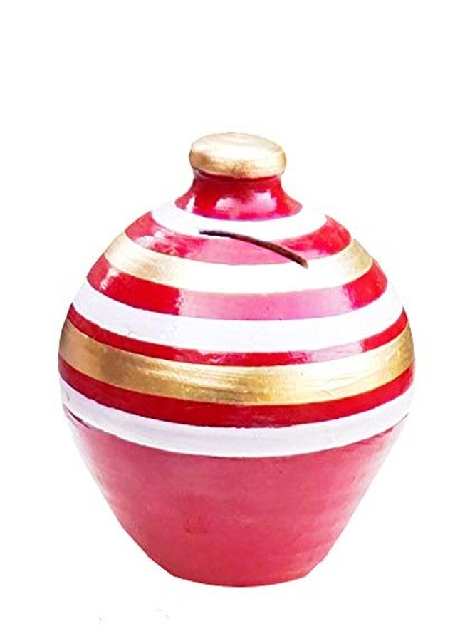 SHRIYAM CRAFTS Mitti Ki Gullak/Clay Gullak Large Coin Bank (Gift for Kids) Coin Bank (Gullak sada and red) Pack of 2 - Image 3